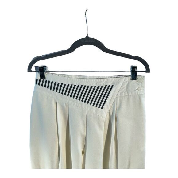 Sideffects Women’s Vintage light Cream pleated Ankle Pants Side zipper Size M - Picture 3 of 12